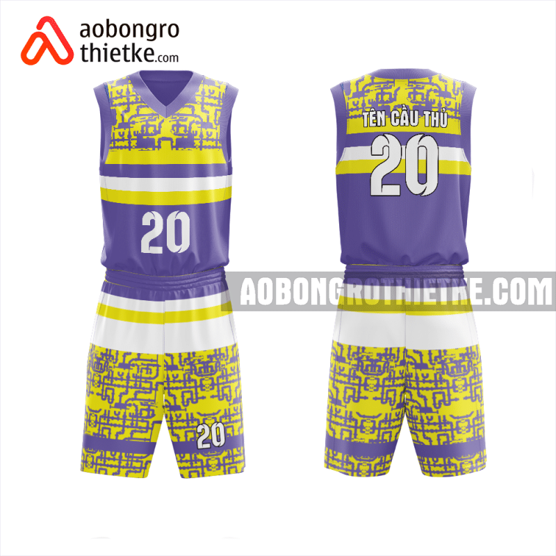Mẫu trang phục thi đấu bóng rổ Trường THPT Trần Phú màu tím thiết kế ABR999
