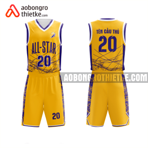 Mẫu trang phục thi đấu bóng rổ Trường THPT Võ Trường Toản màu vàng thiết kế ABR983