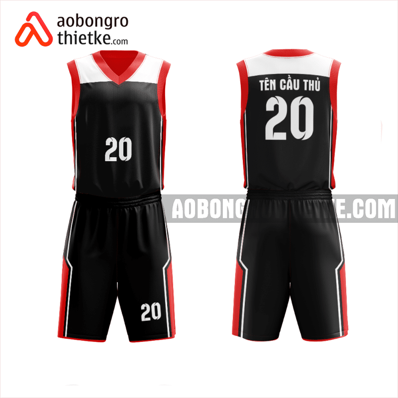 Mẫu quần áo bóng rổ Trường THPT Phan Hữu Ích màu đỏ thiết kế ABR1084