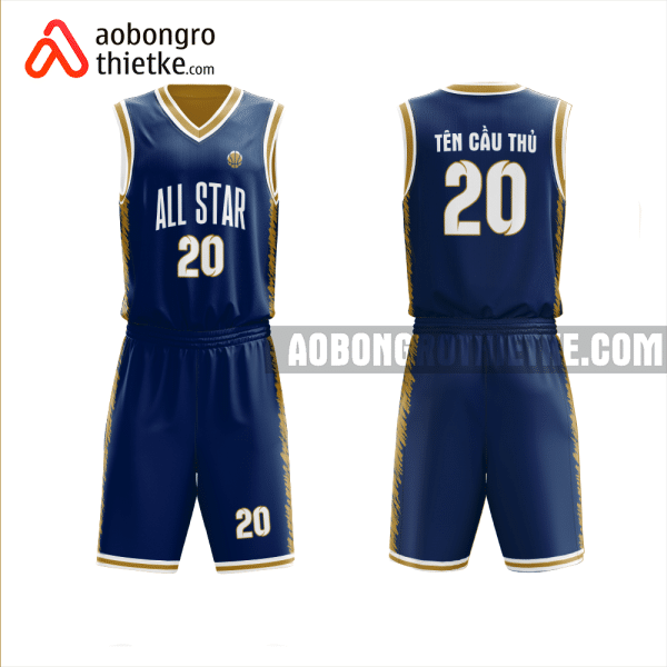 Mẫu trang phục thi đấu bóng rổ Trường THCS - THPT Văn Hóa Việt màu xanh thiết kế ABR1099