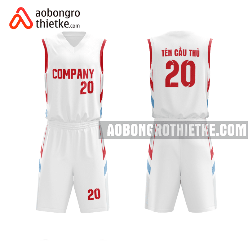 Mẫu trang phục thi đấu bóng rổ Trường THPT Bình Hưng Hòa màu trắng thiết kế ABR1007