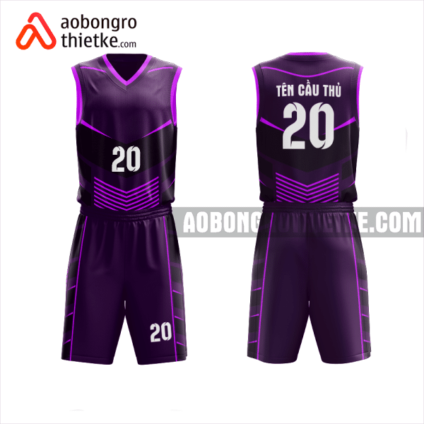 Mẫu trang phục thi đấu bóng rổ Trường THPT Bình Khánh màu tím thiết kế ABR1027