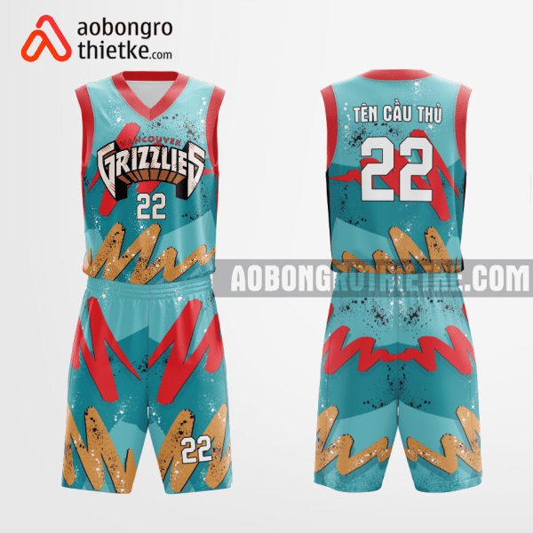Mẫu quần áo thi đấu Câu Lạc Bộ bóng rổ Vancouver Grizzlies thiết kế 2023 màu xanh ABR1185