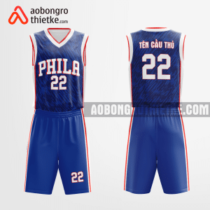 Mẫu quần áo thi đấu Đội Bóng rổ Philadelphia 76ers 2023 tự thiết kế màu xanh biển ABR1177